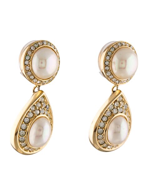 christian dior earrings pearl